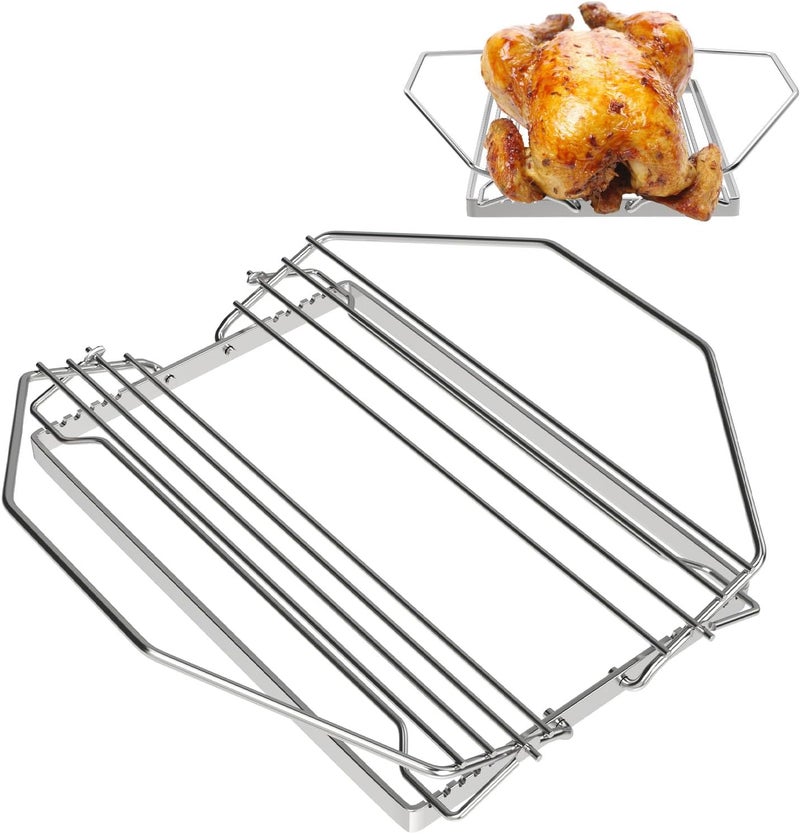DELSbbq Adjustable Turkey Roasting Rack, Poultry Rack for Smokers, Grills, Wire Roasting Baking Broiling Chicken Roasting Rack, Turkey Roast Rack Accessories - Image 1